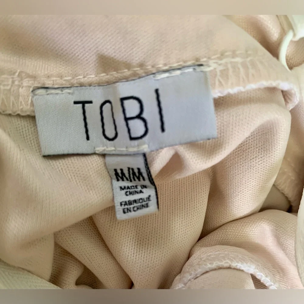Tobi lace overlay beige with white lace dress with fringed trim Women’s Medium M - Picture 7 of 8